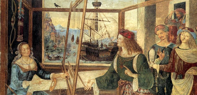 אודיסאוס פוגש את פנלופה. ציור של פינוטריקיו, 1508-9