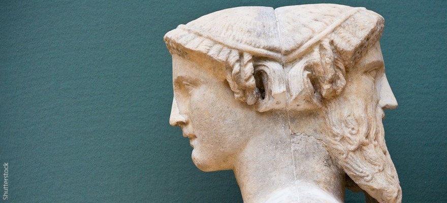 פסל יווני של פרצופים מנוגדים